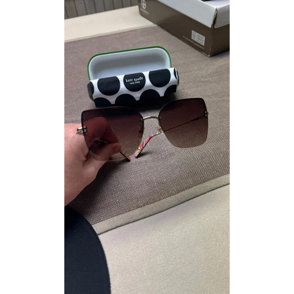 Kate Spade‎ Sunglasses One Size Brown Gold Rimless Butterfly Hello Sunshine New